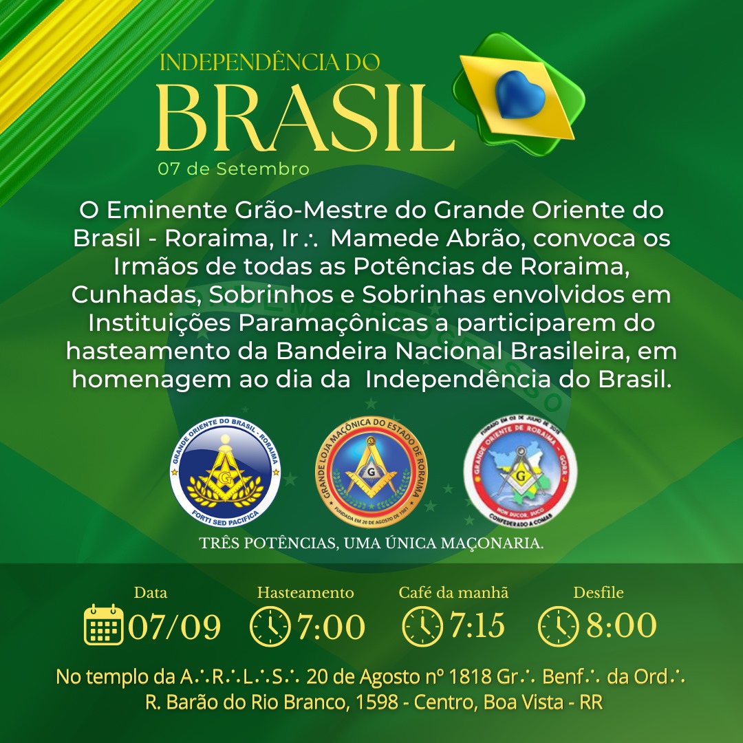 No momento, você está visualizando 07 de Setembro – Hasteamento da Bandeira Nacional